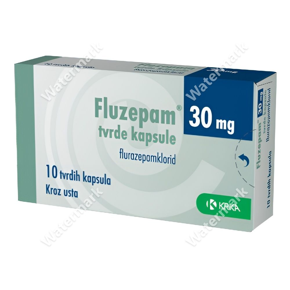Флузепам 30 мг (Fluzepam, Флуразепам) от KRKA — упаковка на 10 твердых капсул, лекарственное средство для сна